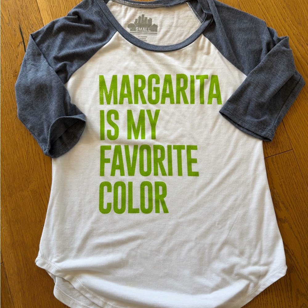 Target quarter Sleeve Tee - White and Gray with Green Text
